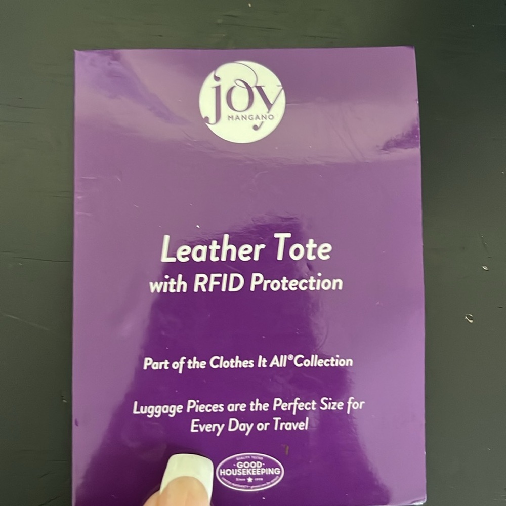 NWT Leather Joy Mangano RFIDBlocking Tote Bucket Shopper CarryOn - Picture 4 of 16